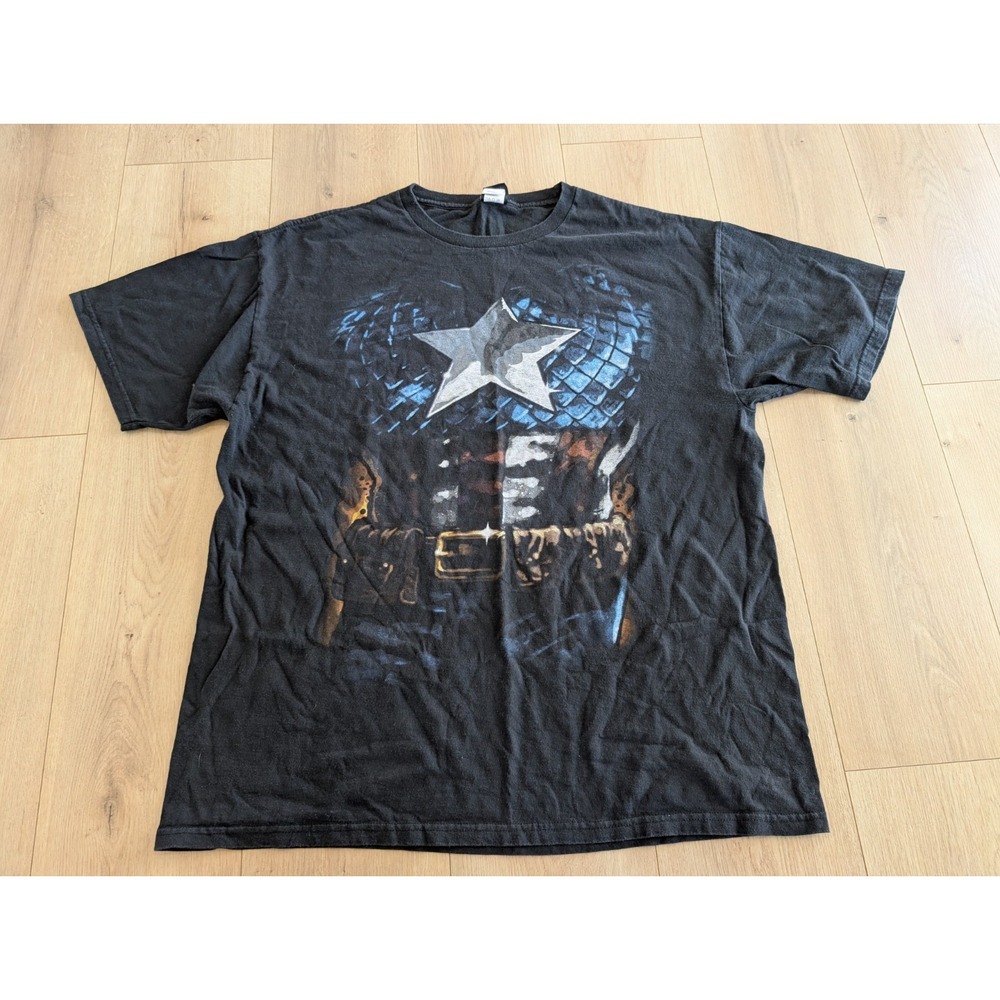 Rare Vintage Marvel Comics Mad Engine Captain America Black Graphic Tee Sz XL